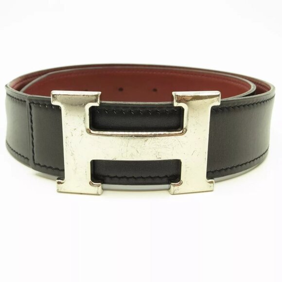 Authentic HERMES Belt Black Leather #407076 - Picture 1 of 16